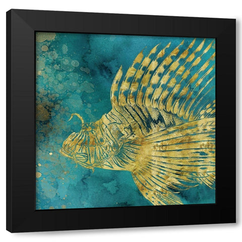Lionfish Coming on Aqua I  Black Modern Wood Framed Art Print by Zalewski, Christine