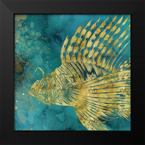 Lionfish Coming on Aqua I  Black Modern Wood Framed Art Print by Zalewski, Christine