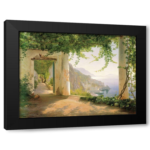 View to the Amalfi Coast Black Modern Wood Framed Art Print by Aagaard, Carl Frederic