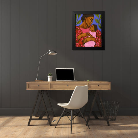 African Mother and Baby Black Modern Wood Framed Art Print by Adams, Tamara