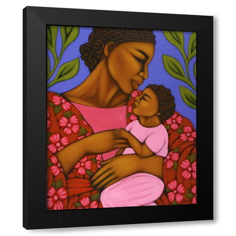 African Mother and Baby Black Modern Wood Framed Art Print with Double Matting by Adams, Tamara
