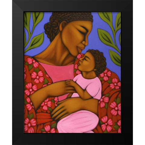 African Mother and Baby Black Modern Wood Framed Art Print by Adams, Tamara