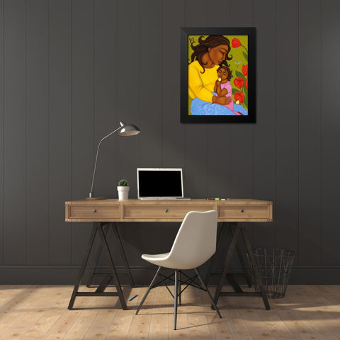 Mother and Child Black Modern Wood Framed Art Print by Adams, Tamara
