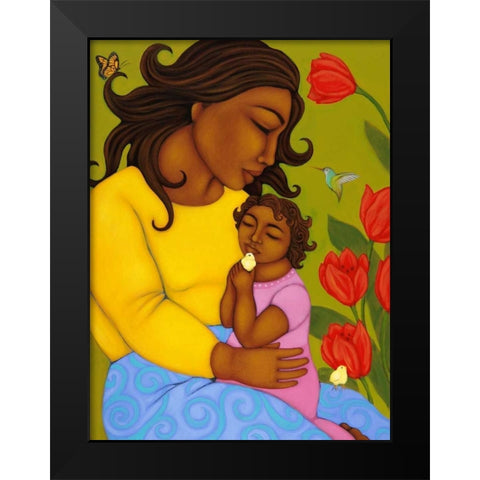 Mother and Child Black Modern Wood Framed Art Print by Adams, Tamara