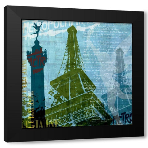 Paris - French Blue Black Modern Wood Framed Art Print by Allen, Maura