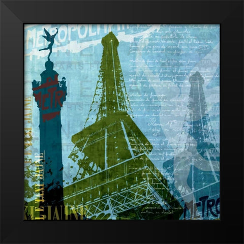 Paris - French Blue Black Modern Wood Framed Art Print by Allen, Maura