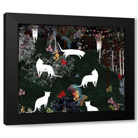 Cat Heaven Black Modern Wood Framed Art Print by Art and Ghosts