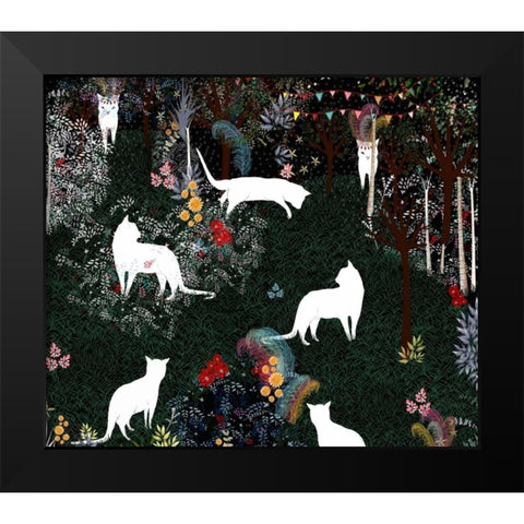 Cat Heaven Black Modern Wood Framed Art Print by Art and Ghosts