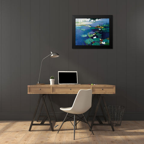 Water Lilies Black Modern Wood Framed Art Print by Asoma, Tadashi