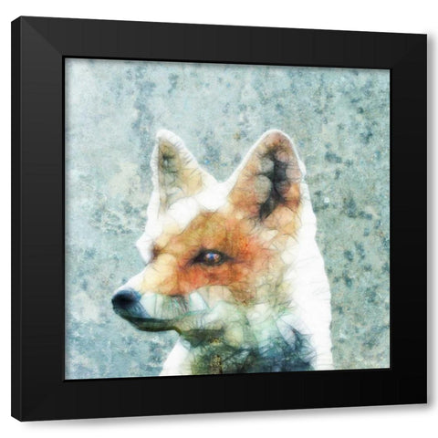 Abstract Fox Black Modern Wood Framed Art Print by Ancello