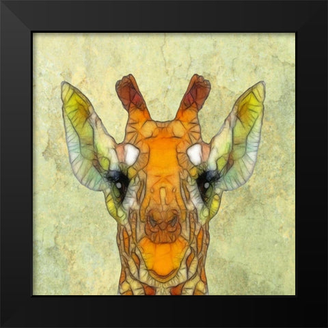 Abstract Giraffe Calf Black Modern Wood Framed Art Print by Ancello