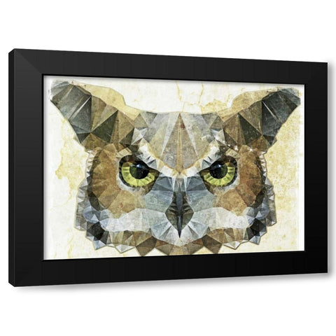 Abstract Owl Black Modern Wood Framed Art Print with Double Matting by Ancello
