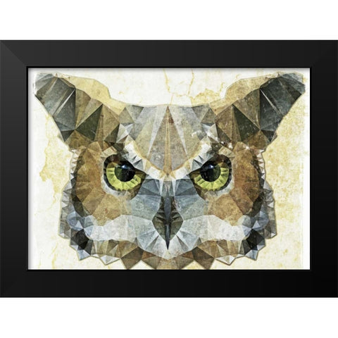 Abstract Owl Black Modern Wood Framed Art Print by Ancello