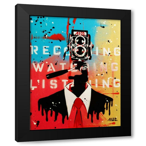 NSA Camera Man Black Modern Wood Framed Art Print by AbcArtAttack