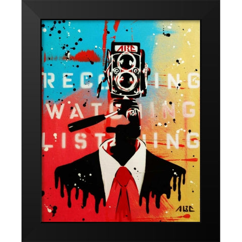NSA Camera Man Black Modern Wood Framed Art Print by AbcArtAttack