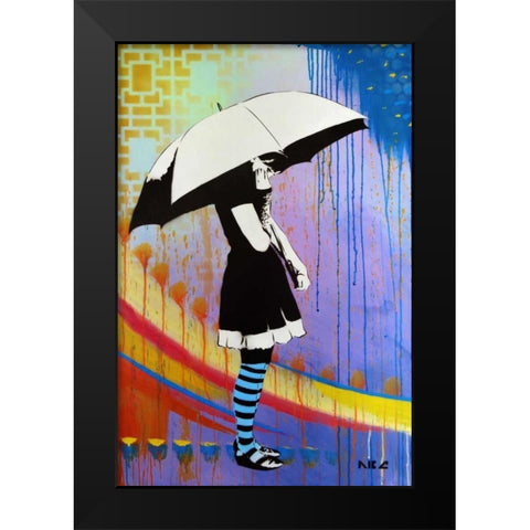 Waiting for the Rain Black Modern Wood Framed Art Print by AbcArtAttack