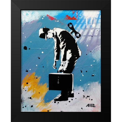 Windup for the Wind Down Black Modern Wood Framed Art Print by AbcArtAttack