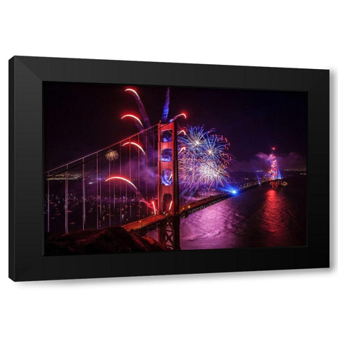 Happy Birthday Black Modern Wood Framed Art Print with Double Matting by Azure, Joe