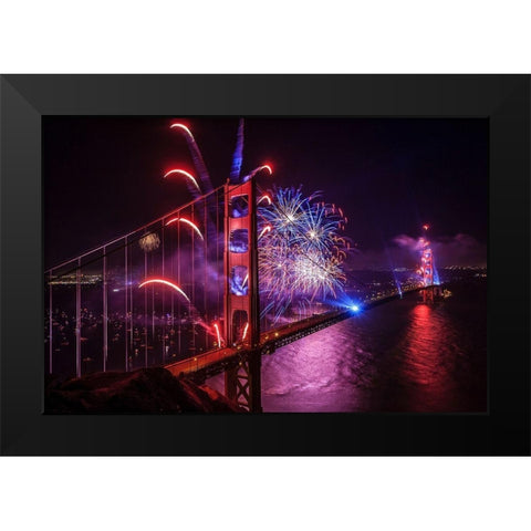 Happy Birthday Black Modern Wood Framed Art Print by Azure, Joe