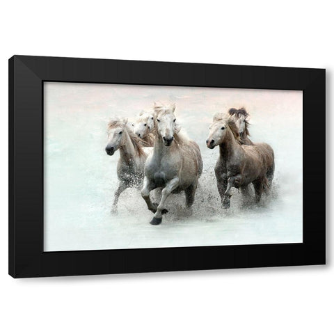 Run and Splash Black Modern Wood Framed Art Print with Double Matting by Asimow, Merrie