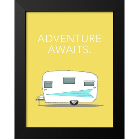 Adventure Awaits Black Modern Wood Framed Art Print by Annie Bailey Art