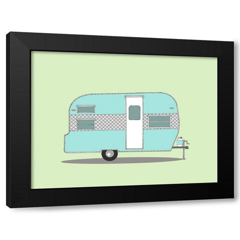 Frolic Camper Black Modern Wood Framed Art Print with Double Matting by Annie Bailey Art