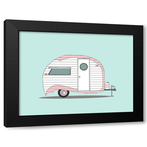 Pink Stripe Teardrop Black Modern Wood Framed Art Print by Annie Bailey Art