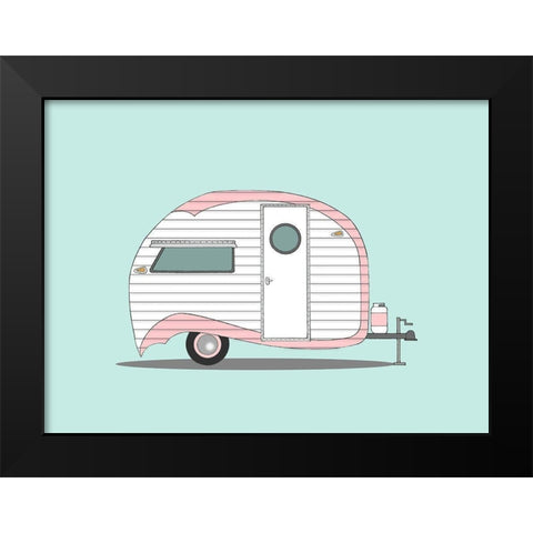 Pink Stripe Teardrop Black Modern Wood Framed Art Print by Annie Bailey Art