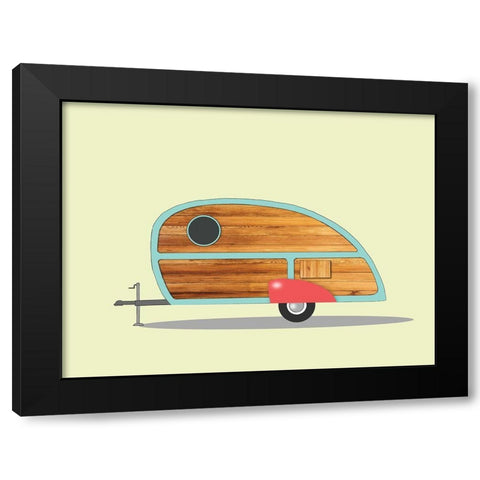 Teardrop Camper Black Modern Wood Framed Art Print with Double Matting by Annie Bailey Art