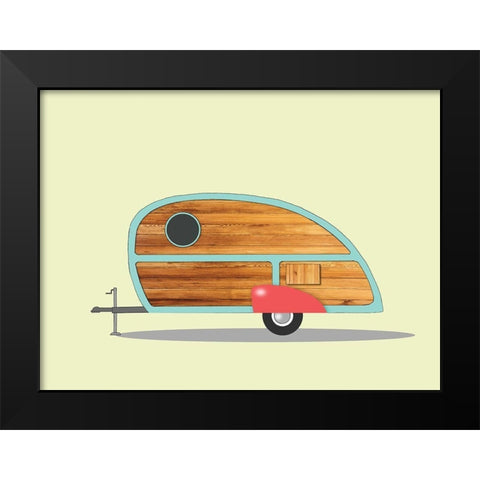 Teardrop Camper Black Modern Wood Framed Art Print by Annie Bailey Art