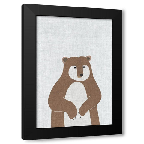 Brown Bear Black Modern Wood Framed Art Print by Annie Bailey Art