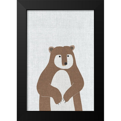 Brown Bear Black Modern Wood Framed Art Print by Annie Bailey Art