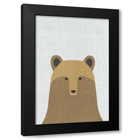 Grizzly Bear Black Modern Wood Framed Art Print by Annie Bailey Art