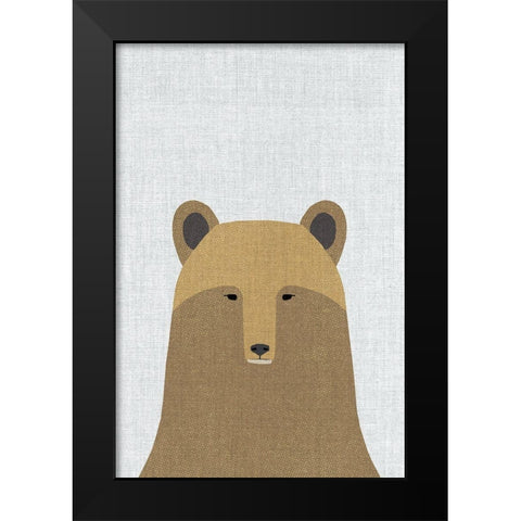 Grizzly Bear Black Modern Wood Framed Art Print by Annie Bailey Art
