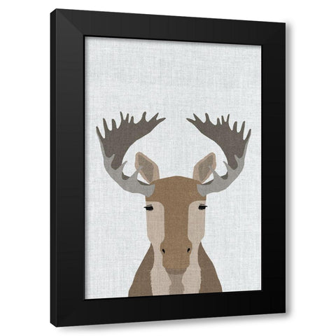 Moose Black Modern Wood Framed Art Print by Annie Bailey Art