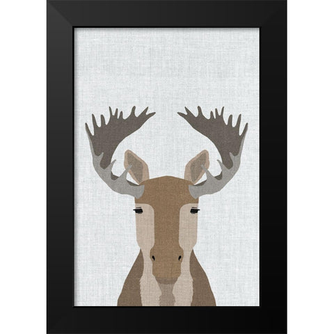Moose Black Modern Wood Framed Art Print by Annie Bailey Art