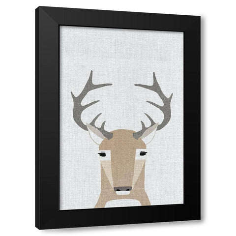 Whitetail Deer Black Modern Wood Framed Art Print with Double Matting by Annie Bailey Art