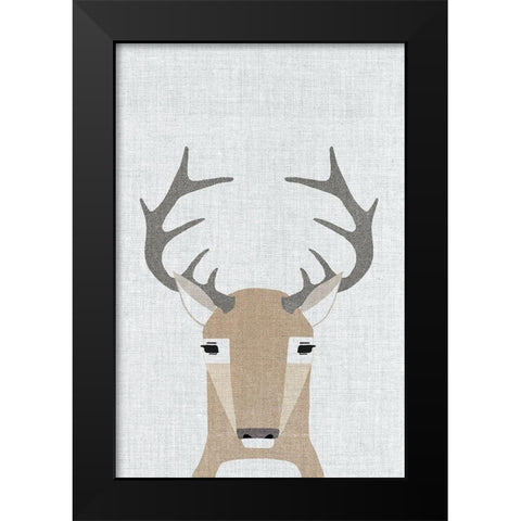 Whitetail Deer Black Modern Wood Framed Art Print by Annie Bailey Art