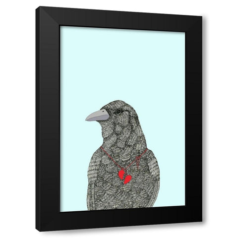 Broken Heart Black Modern Wood Framed Art Print by Annie Bailey Art