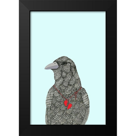 Broken Heart Black Modern Wood Framed Art Print by Annie Bailey Art