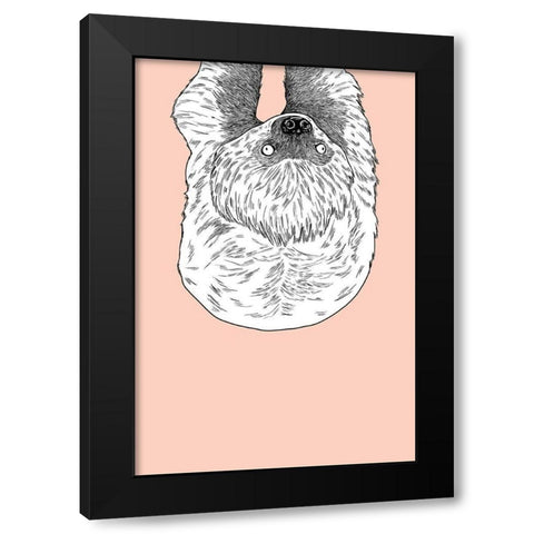Sloth Black Modern Wood Framed Art Print by Annie Bailey Art