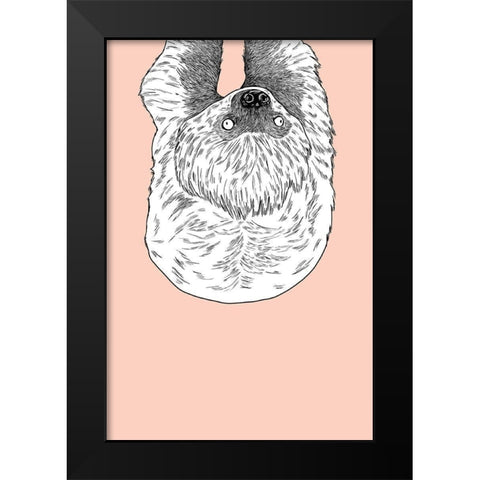 Sloth Black Modern Wood Framed Art Print by Annie Bailey Art