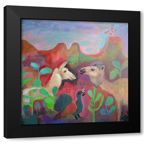 The Camel and the Llama Black Modern Wood Framed Art Print by Alvarez, Iria Fernandez