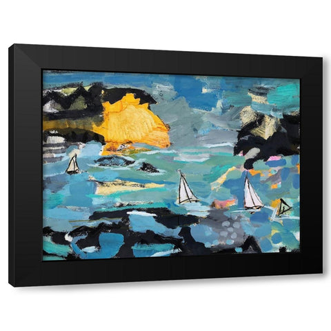 Rough Sea Black Modern Wood Framed Art Print with Double Matting by Anders, Per