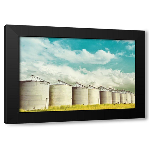 All in a Row Black Modern Wood Framed Art Print by Annie Bailey Art