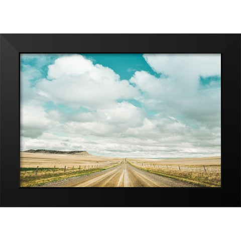 Dirt Road Travels Black Modern Wood Framed Art Print by Annie Bailey Art