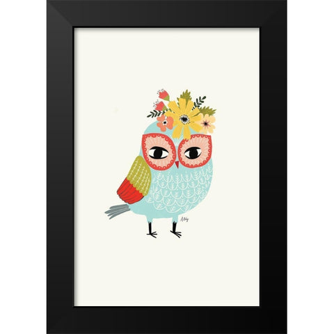 Helga Owl Black Modern Wood Framed Art Print by Annie Bailey Art