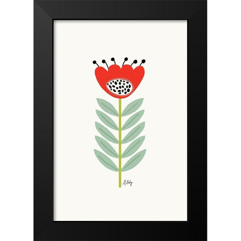 Mid Mod Flower No. 2 Black Modern Wood Framed Art Print by Annie Bailey Art