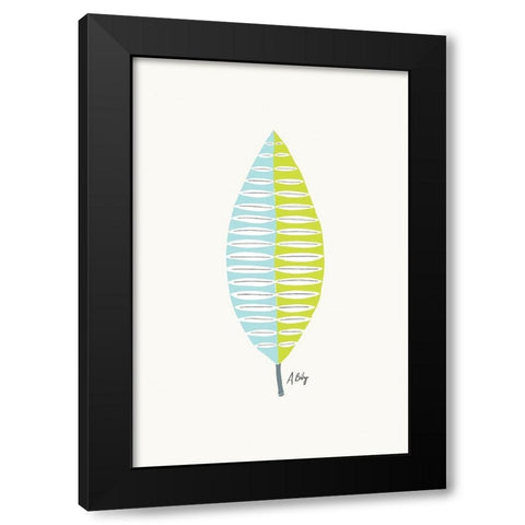 Mid Mod Leaf No. 1 Black Modern Wood Framed Art Print with Double Matting by Annie Bailey Art