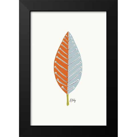 Mid Mod Leaf No. 2 Black Modern Wood Framed Art Print by Annie Bailey Art